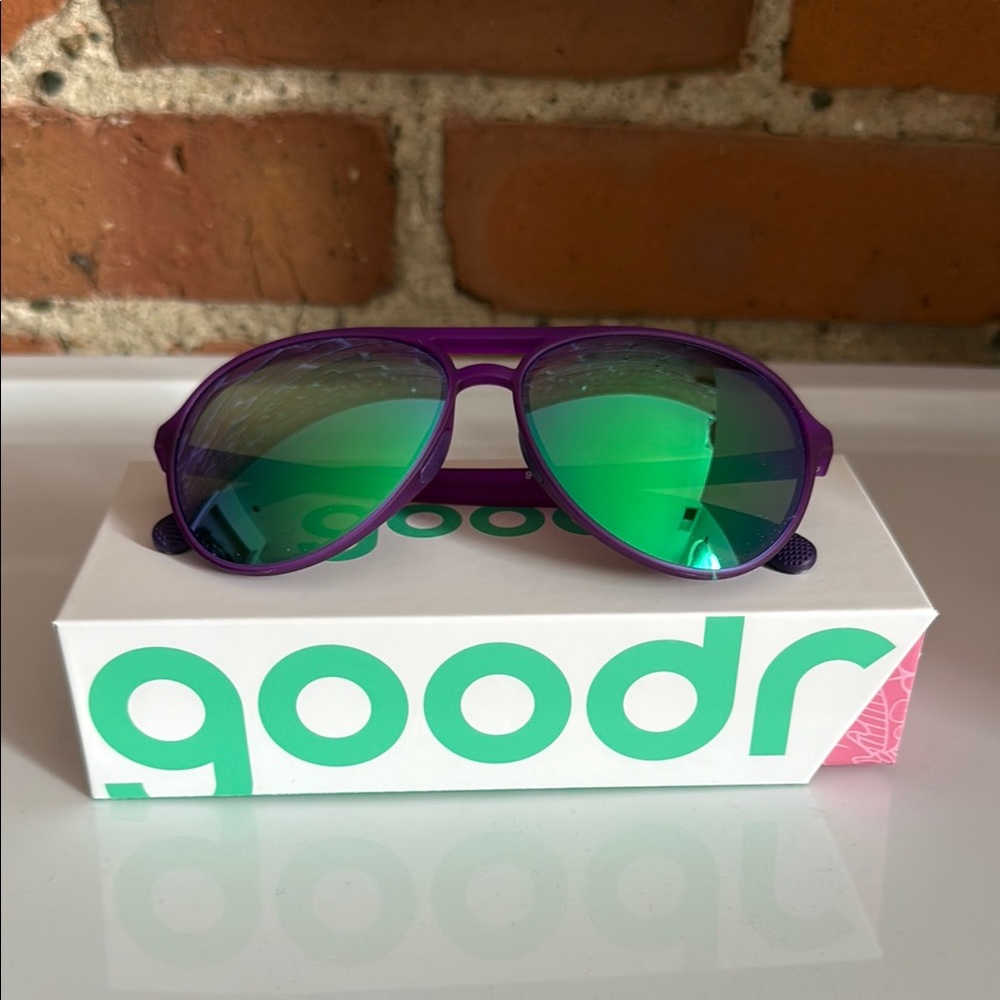 Goodr Polarized Purple Aviators - non-slip and perfect for pickleball